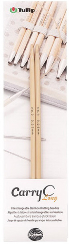 Спицы съемные 3,75мм/12см "CarryC Long", бамбук, натуральный, 2шт в упаковке, Tulip