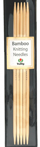 Спицы чулочные 4,5мм/15см, "Bamboo", бамбук, натуральный, 5шт в упаковке, Tulip