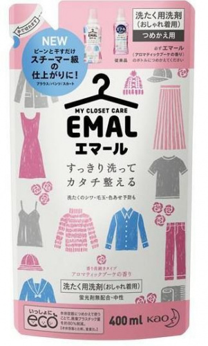 Kao Emal гель для стирки деликатных тканей с ароматом цветов 400мл сменный блок