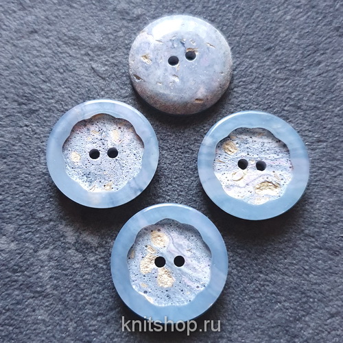 Пуговица (12 голубо-сиреневый туман, под камень, кайма), 22 мм, ракушка, пластик, 1шт